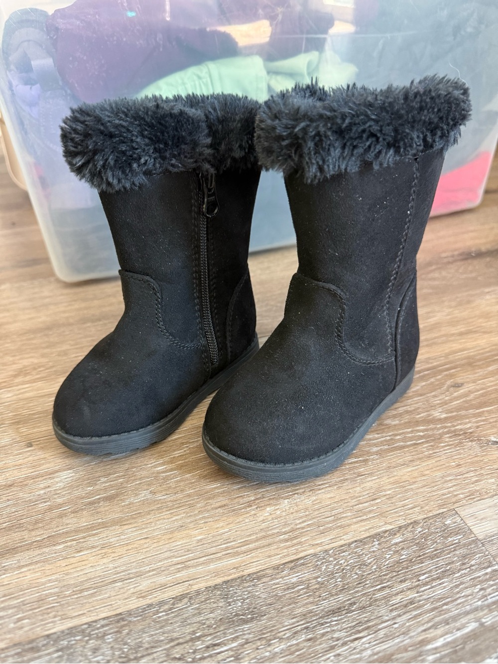 Cat and Jack Black Faux-Fur Lined Kids Boots